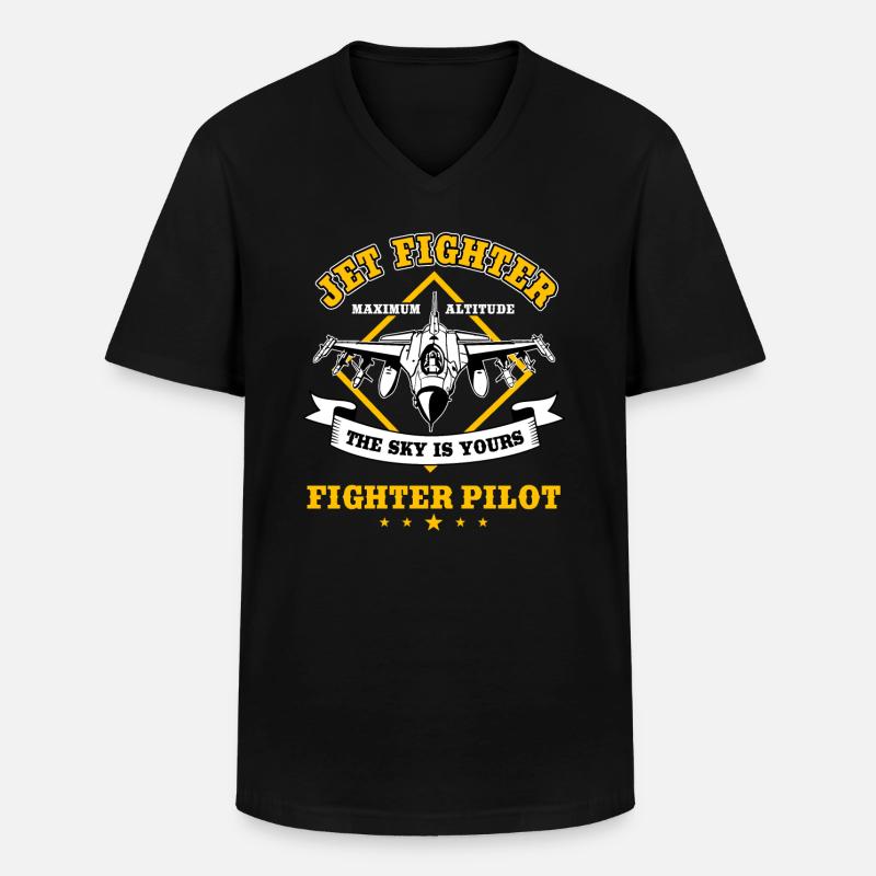 Kampfpilot Düsenjäger - Männer-T-Shirt mit V-Ausschnitt - Schwarz