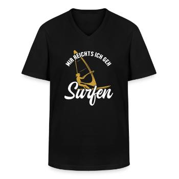 Mir reichts ich geh Surfen Surfer Water Sports - Men's V-Neck T-Shirt - black - Front - AI Model Male 178 dark (178cm)
