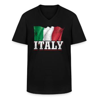 Italien Flagge - Männer-T-Shirt mit V-Ausschnitt - Schwarz - Vorne - AI Model Male 178 dark (178cm)
