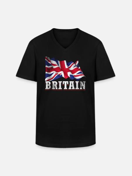 Royaume-Uni Royaume Uni Drapeau britannique - T-shirt col V Homme - noir