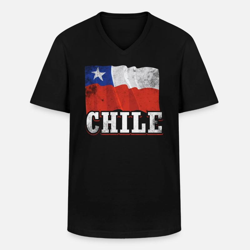 Chile Flagge - Männer-T-Shirt mit V-Ausschnitt - Schwarz