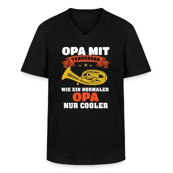Tenorhorn Opa wie ein normales Opa nur cooler - Männer-T-Shirt mit V-Ausschnitt - Schwarz - Vorne - AI Model Male 178 dark (178cm)