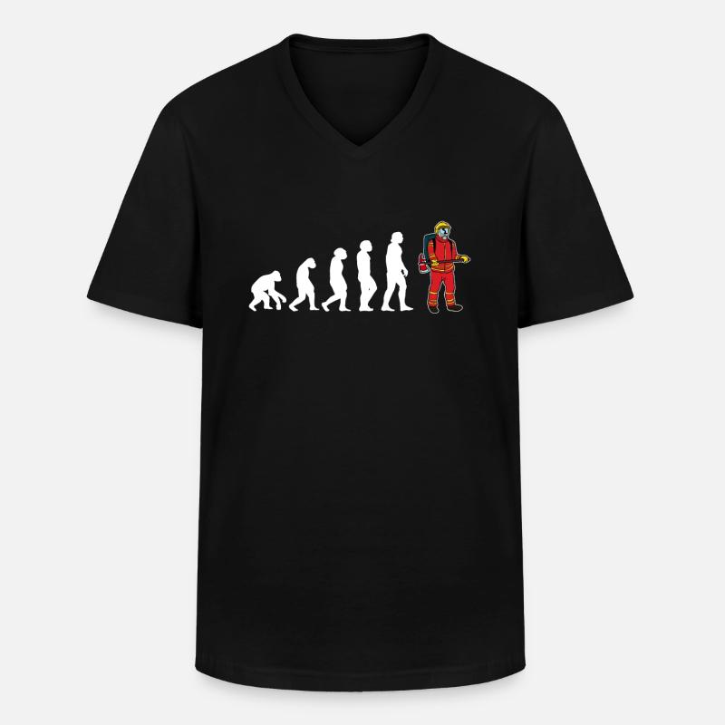 Evolution pompier pompier - T-shirt col V Homme - noir