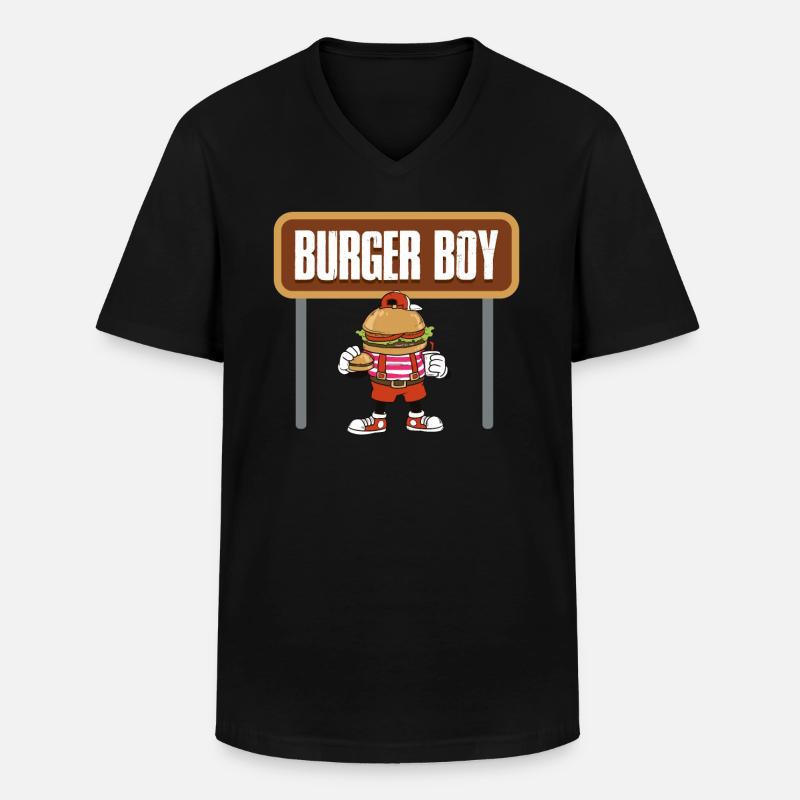 Burger Boy Burger Geschenk - Männer-T-Shirt mit V-Ausschnitt - Schwarz
