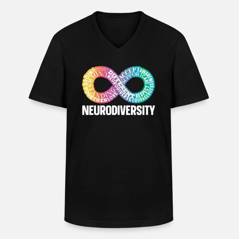 Neurodiversity Rainbow Infinity - Men's V-Neck T-Shirt - black
