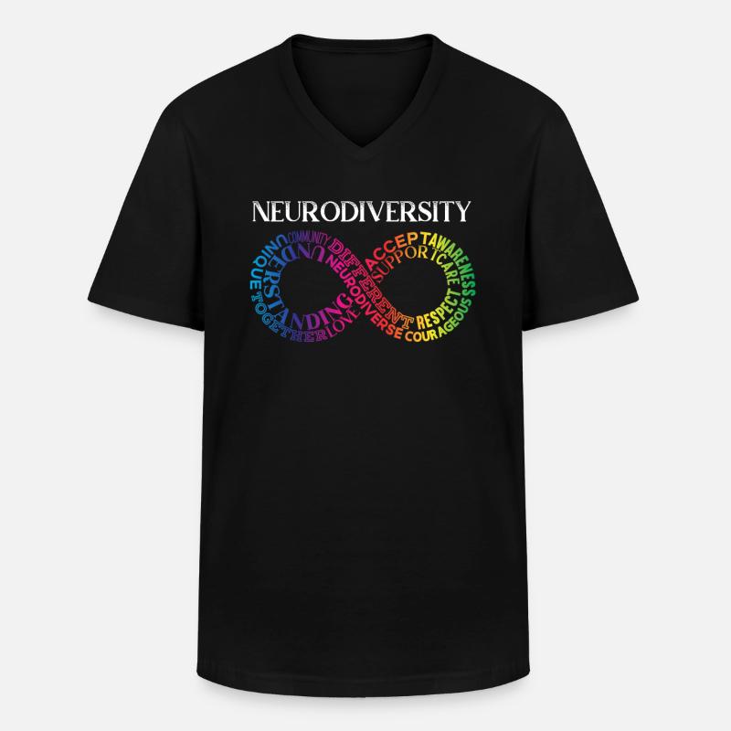 Neurodiversity Rainbow Infinity - Men's V-Neck T-Shirt - black