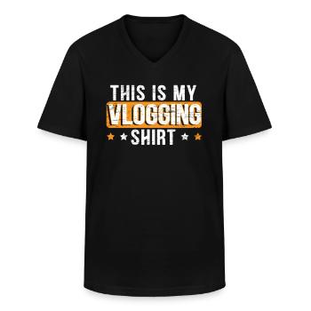Das Ist Mein Vlogging Shirt Vlogger Social Media - Männer-T-Shirt mit V-Ausschnitt - Schwarz - Vorne - AI Model Male 178 dark (178cm)