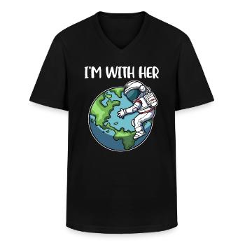 Dans Le Cadeau De Réchauffement Climatique With Her Earth - T-shirt col V Homme - noir - Devant - AI Model Male 178 dark (178cm)