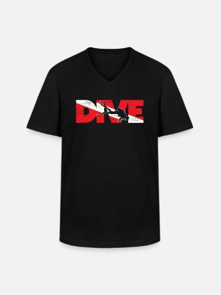 Diving flag diver diving - Men's V-Neck T-Shirt - black