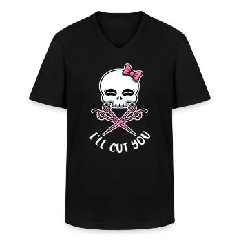 Ill Cut You Hairdresser Gift - Men's V-Neck T-Shirt - black - Front - AI Model Male 178 dark (178cm)