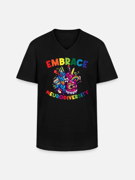Embrace Neurodiversity ADHD Gift - Men's V-Neck T-Shirt - black