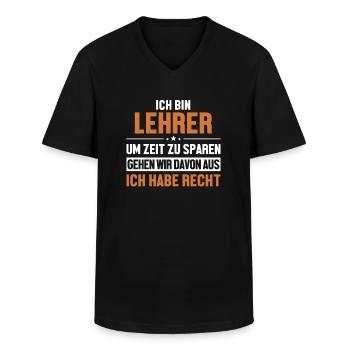 Lehrer hat immer Recht Referendar Lehrerin - Männer-T-Shirt mit V-Ausschnitt - Schwarz - Vorne - AI Model Male 178 dark (178cm)