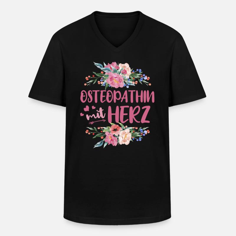 Ostheopathin mit Herz - Männer-T-Shirt mit V-Ausschnitt - Schwarz
