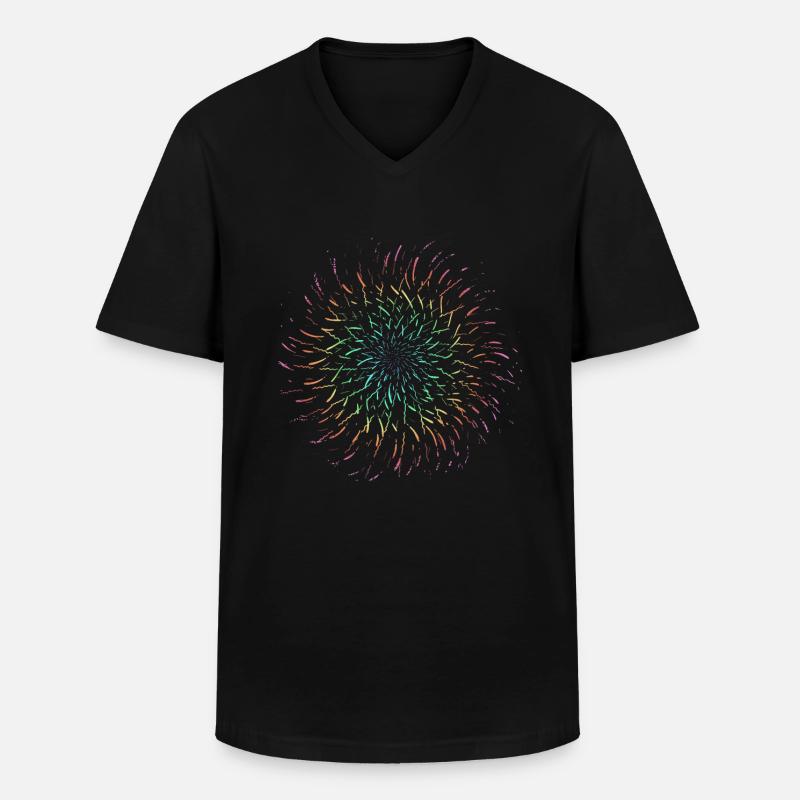 Psychedelisch Regenbogen Strahlen Sonne - Männer-T-Shirt mit V-Ausschnitt - Schwarz