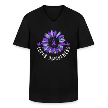 Lupus Awareness Purple Ribbon Autoimmunkrankheit - Männer-T-Shirt mit V-Ausschnitt - Schwarz - Vorne - AI Model Male 178 dark (178cm)
