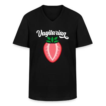 Vagitarian humour adulte sarcasme - T-shirt col V Homme - noir - Devant - AI Model Male 178 dark (178cm)