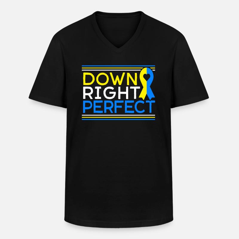Down Right Perfect Down Syndrom - Männer-T-Shirt mit V-Ausschnitt - Schwarz
