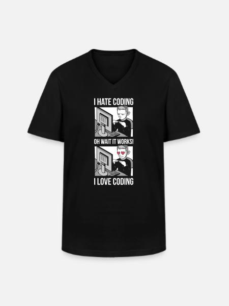 I Love Coding Programmieren Geschenk - Männer-T-Shirt mit V-Ausschnitt - Schwarz