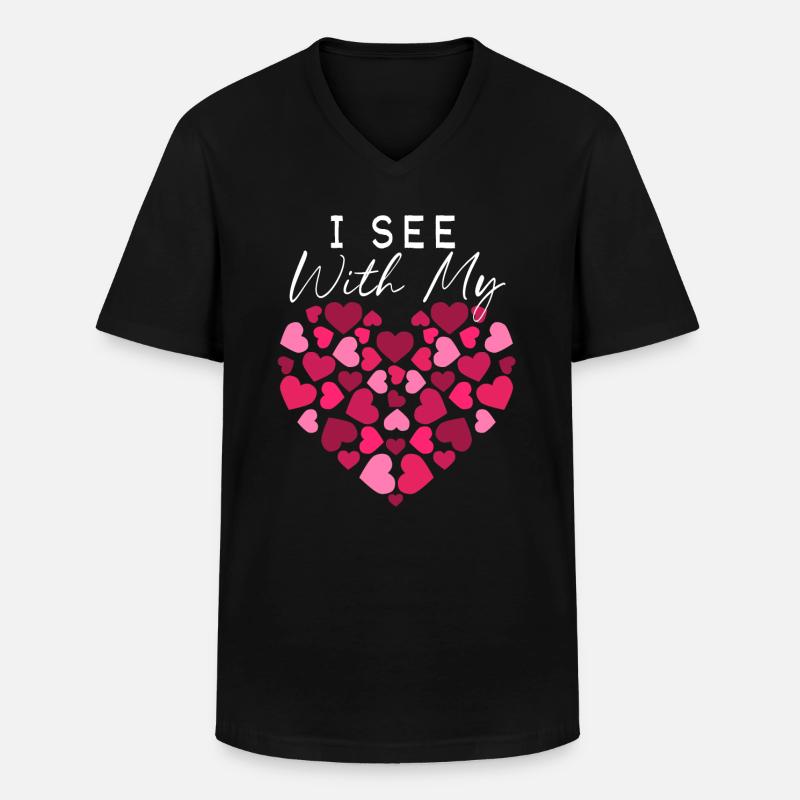 Braille Herz Sehbehinderung Blinder - Männer-T-Shirt mit V-Ausschnitt - Schwarz