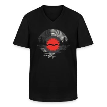 Vinyl Record Sunset Classic Music Player - Männer-T-Shirt mit V-Ausschnitt - Schwarz - Vorne - AI Model Male 178 dark (178cm)