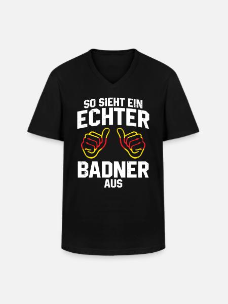 Badner - Männer-T-Shirt mit V-Ausschnitt - Schwarz