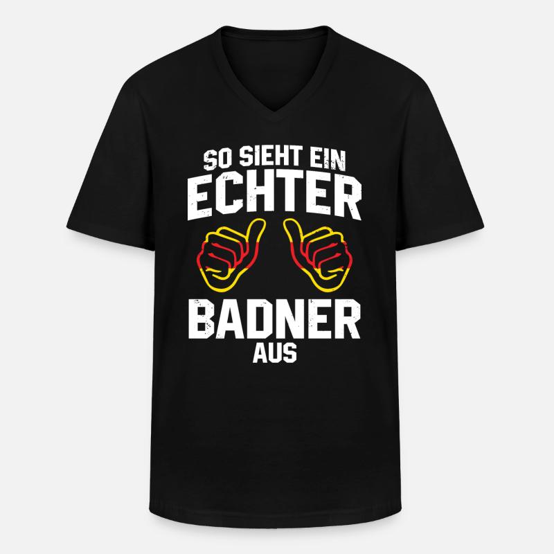 Badner - Männer-T-Shirt mit V-Ausschnitt - Schwarz