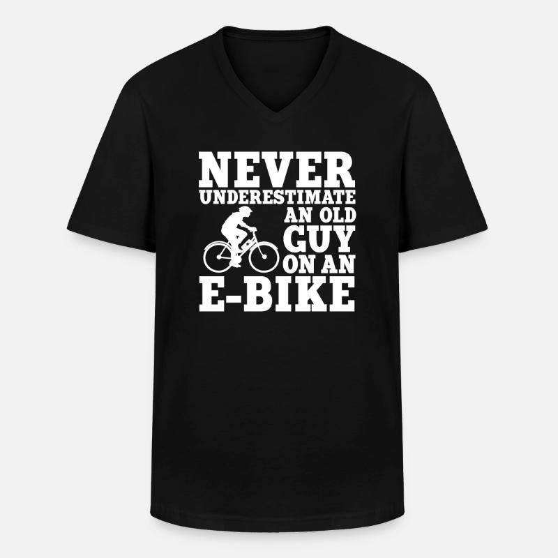 Alter Mann E-Bike - Männer-T-Shirt mit V-Ausschnitt - Schwarz