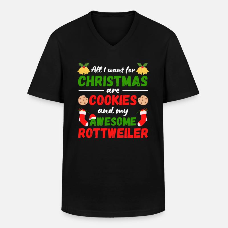 Weihnachten Rottweiler Kekse - Männer-T-Shirt mit V-Ausschnitt - Schwarz