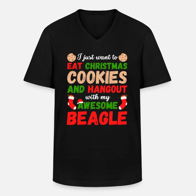 Weihnachten Beagle Kekse - Männer-T-Shirt mit V-Ausschnitt - Schwarz