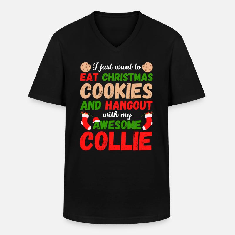 Weihnachten Collie Kekse - Männer-T-Shirt mit V-Ausschnitt - Schwarz