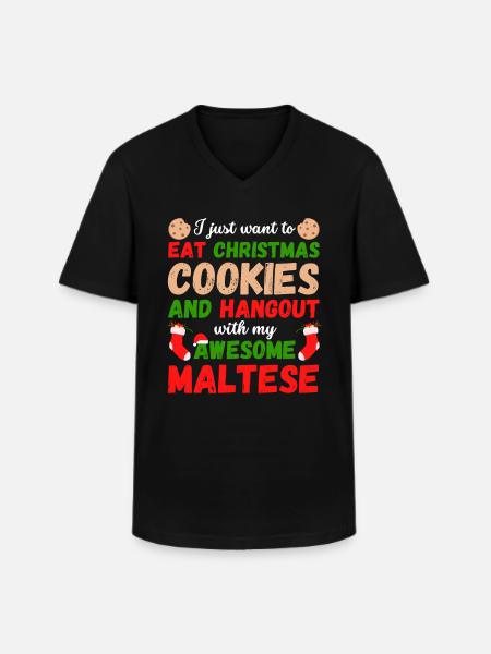 Biscuits maltais de Noël - T-shirt col V Homme - noir