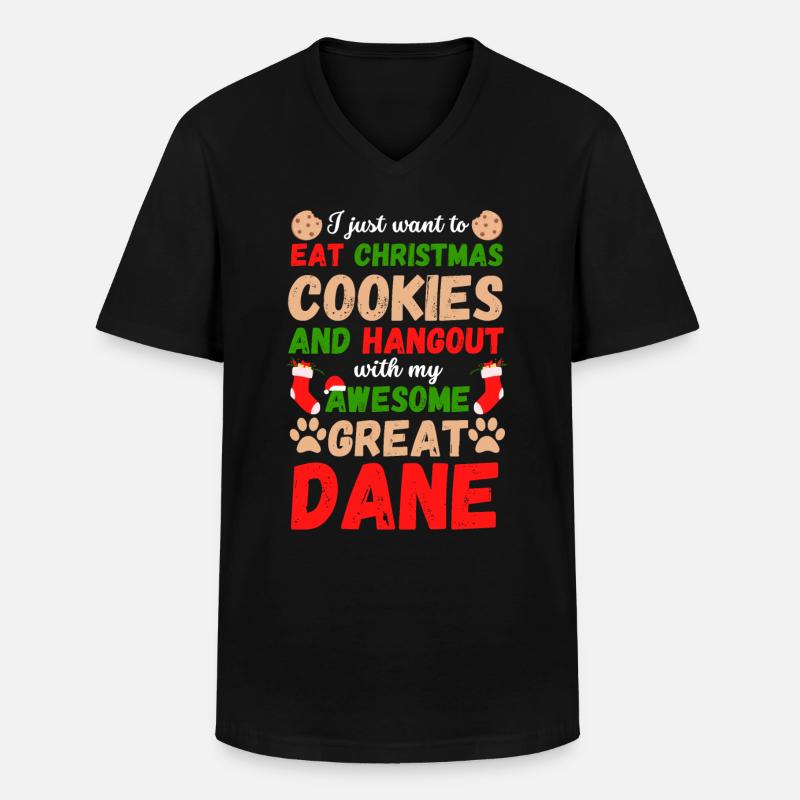 Biscuits de Noël Great Dane - T-shirt col V Homme - noir