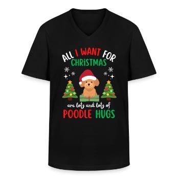 Frohe Weihnachten Süßer Pudel Kawaii - Männer-T-Shirt mit V-Ausschnitt - Schwarz - Vorne - AI Model Male 178 dark (178cm)