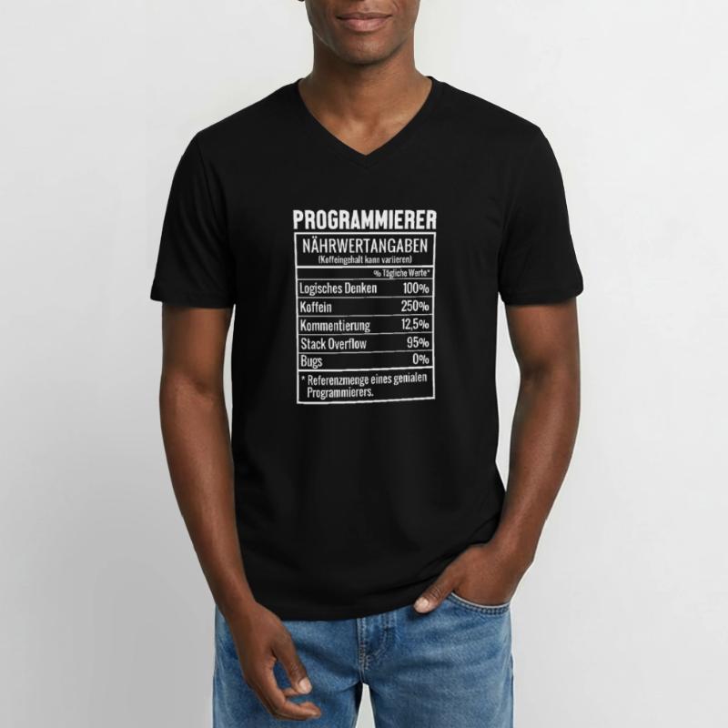 Programmierer Nährwertangaben Developer Coder Männer-T-Shirt mit V-Ausschnitt