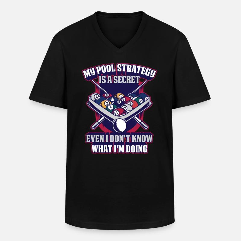 My Pool Strategy Billard Geschenk - Männer-T-Shirt mit V-Ausschnitt - Schwarz