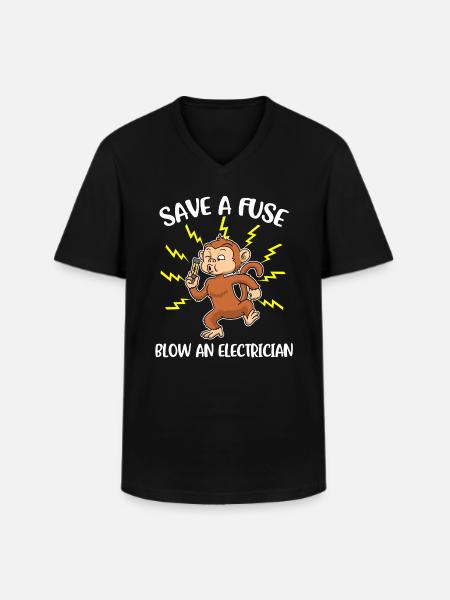 Save A Fuse Elektriker Geschenk - Männer-T-Shirt mit V-Ausschnitt - Schwarz