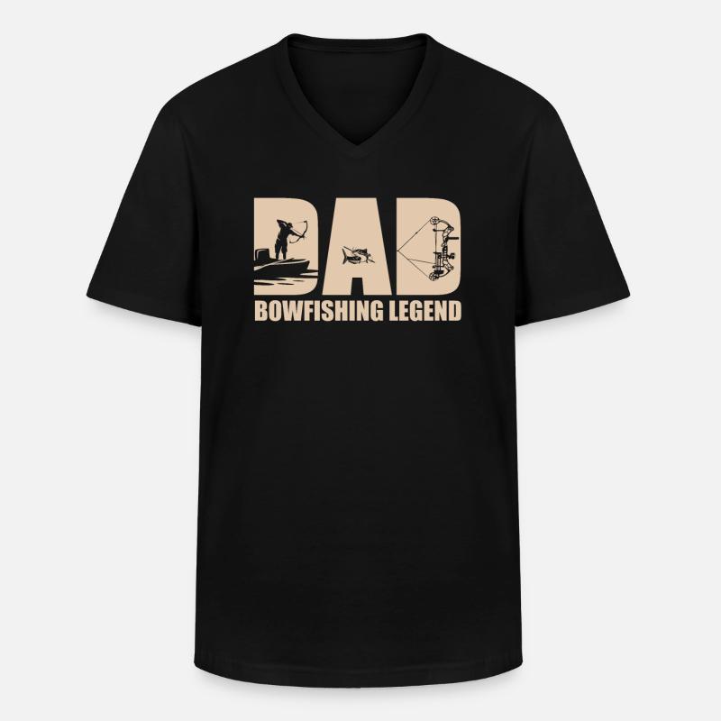 Bogenfischer Papa - Männer-T-Shirt mit V-Ausschnitt - Schwarz