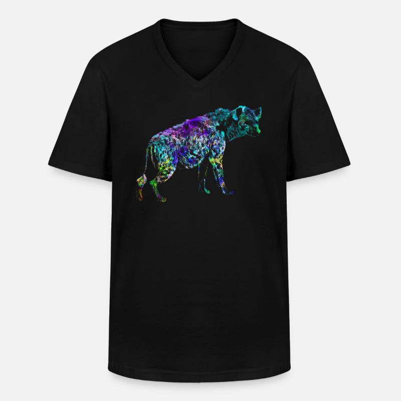 Hyäne - Männer-T-Shirt mit V-Ausschnitt - Schwarz