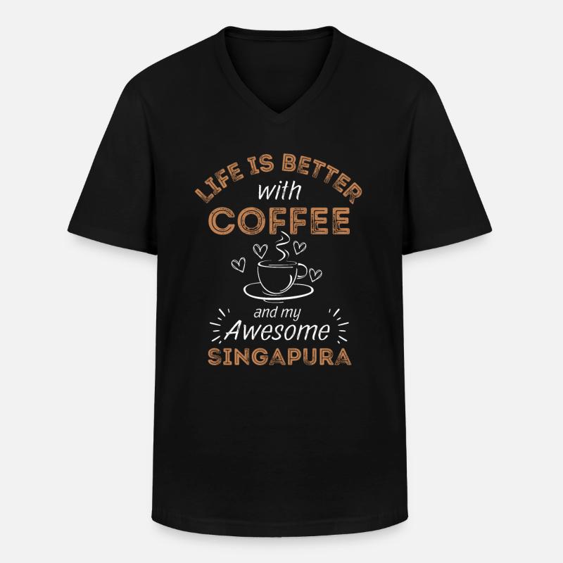 Singapura Katze Kaffee Cafe - Männer-T-Shirt mit V-Ausschnitt - Schwarz