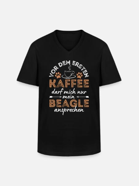 Beagle Coffee Dog Cafe - T-shirt col V Homme - noir