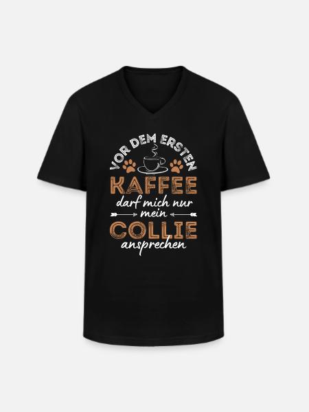 Collie Coffee Dog Cafe - T-shirt col V Homme - noir