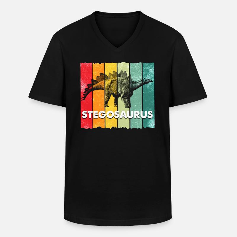 Stegosaurus Dinosaurier - Männer-T-Shirt mit V-Ausschnitt - Schwarz