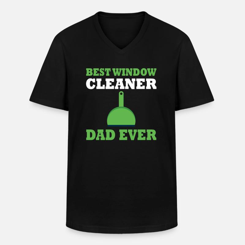 Bester Fensterputzer Papa - Männer-T-Shirt mit V-Ausschnitt - Schwarz