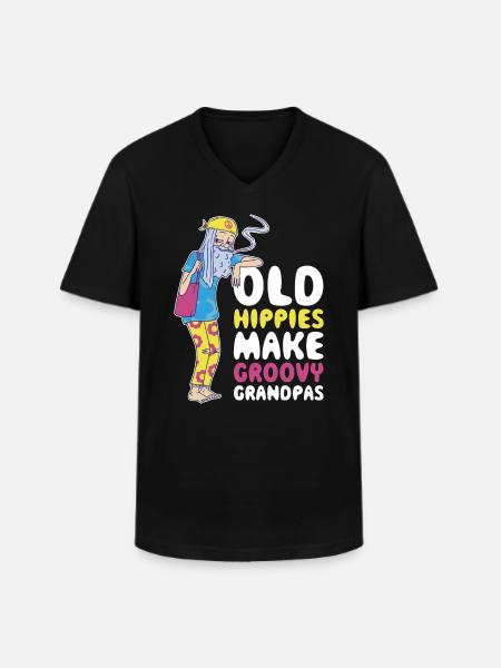 Hippie Grandpa Hippie Gift - Men's V-Neck T-Shirt - black