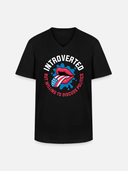 Introverted Politics Introverted Gift - Men's V-Neck T-Shirt - black