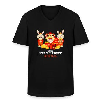 Silvester Party Happy New Year 2023 - Männer-T-Shirt mit V-Ausschnitt - Schwarz - Vorne - AI Model Male 178 dark (178cm)