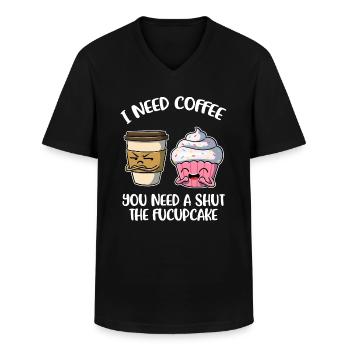 I Need Coffee Kaffee Geschenk - Männer-T-Shirt mit V-Ausschnitt - Schwarz - Vorne - AI Model Male 178 dark (178cm)