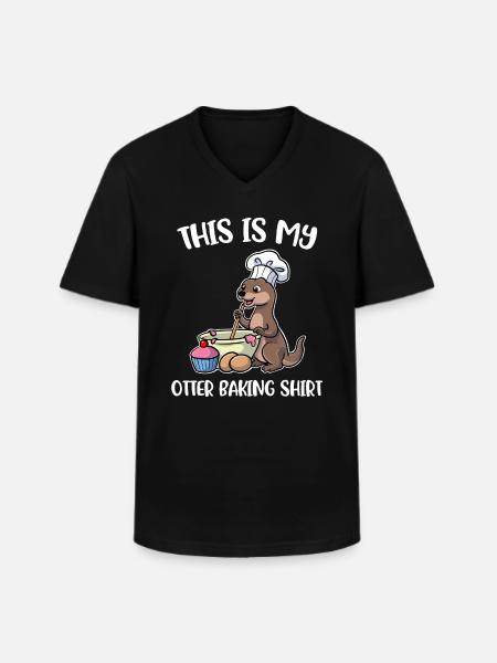 Otter Baking Baking Gift - Men's V-Neck T-Shirt - black