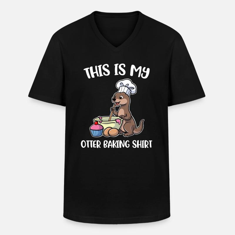 Otter Baking Backen Geschenk - Männer-T-Shirt mit V-Ausschnitt - Schwarz