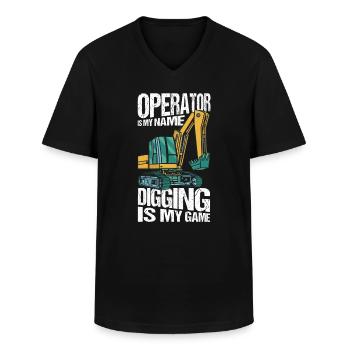 Excavator operators excavator excavator drivers - Men's V-Neck T-Shirt - black - Front - AI Model Male 178 dark (178cm)